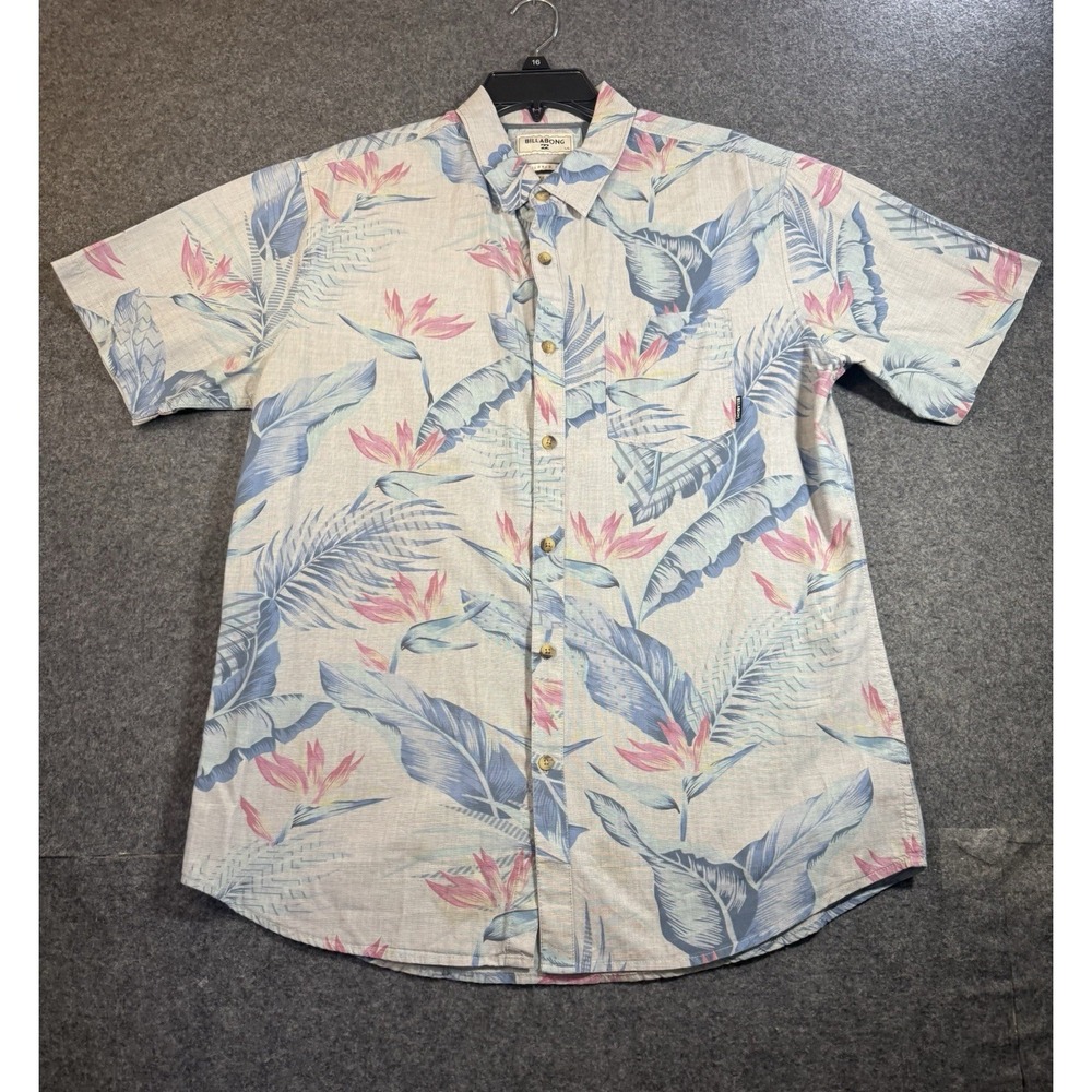 Mens Billabong L Large aloha hawaiian button down shirt